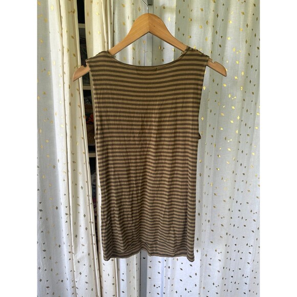 Michael Kors Women's Stripe Ruched Chest Sleeveless Flattering Blouse M - Picture 3 of 4